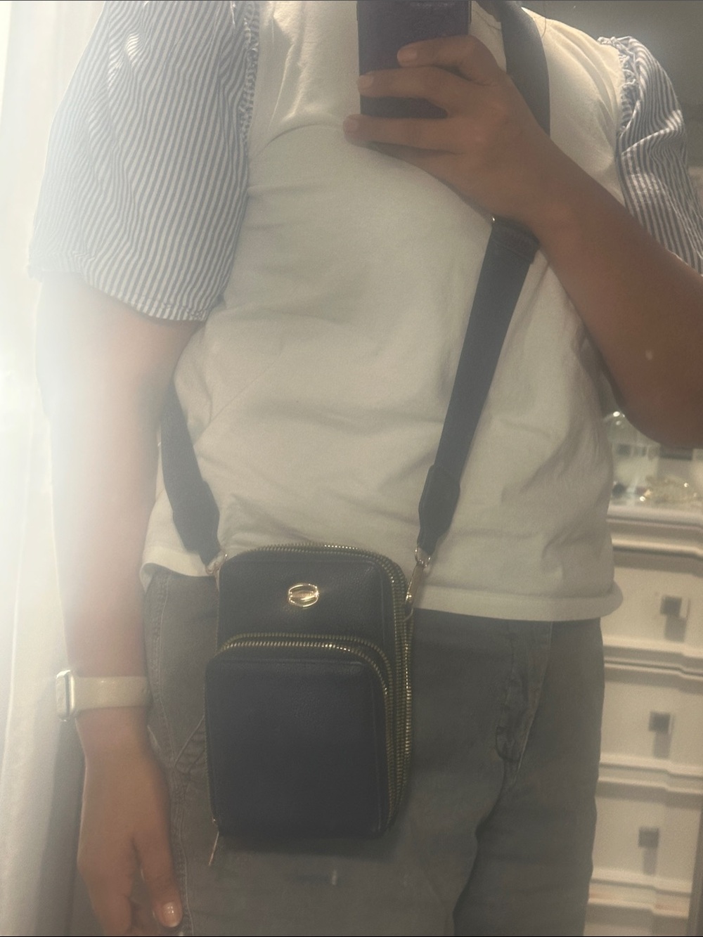 Navy Crossbody Phone Bag with Wide Strap - Picture 7 of 7